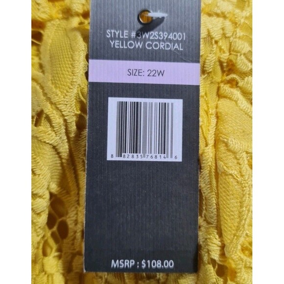 Sharagano Women Plus Size 22W Floral Lace Sheath Mini Dress Yellow 140NA - Picture 6 of 7